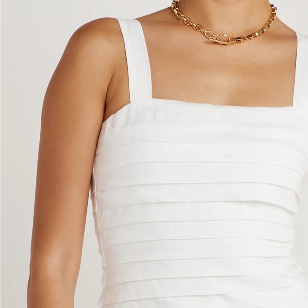 DISSH MARNIE WHITE LINEN PINTUCK DRESS - Picture 7 of 7